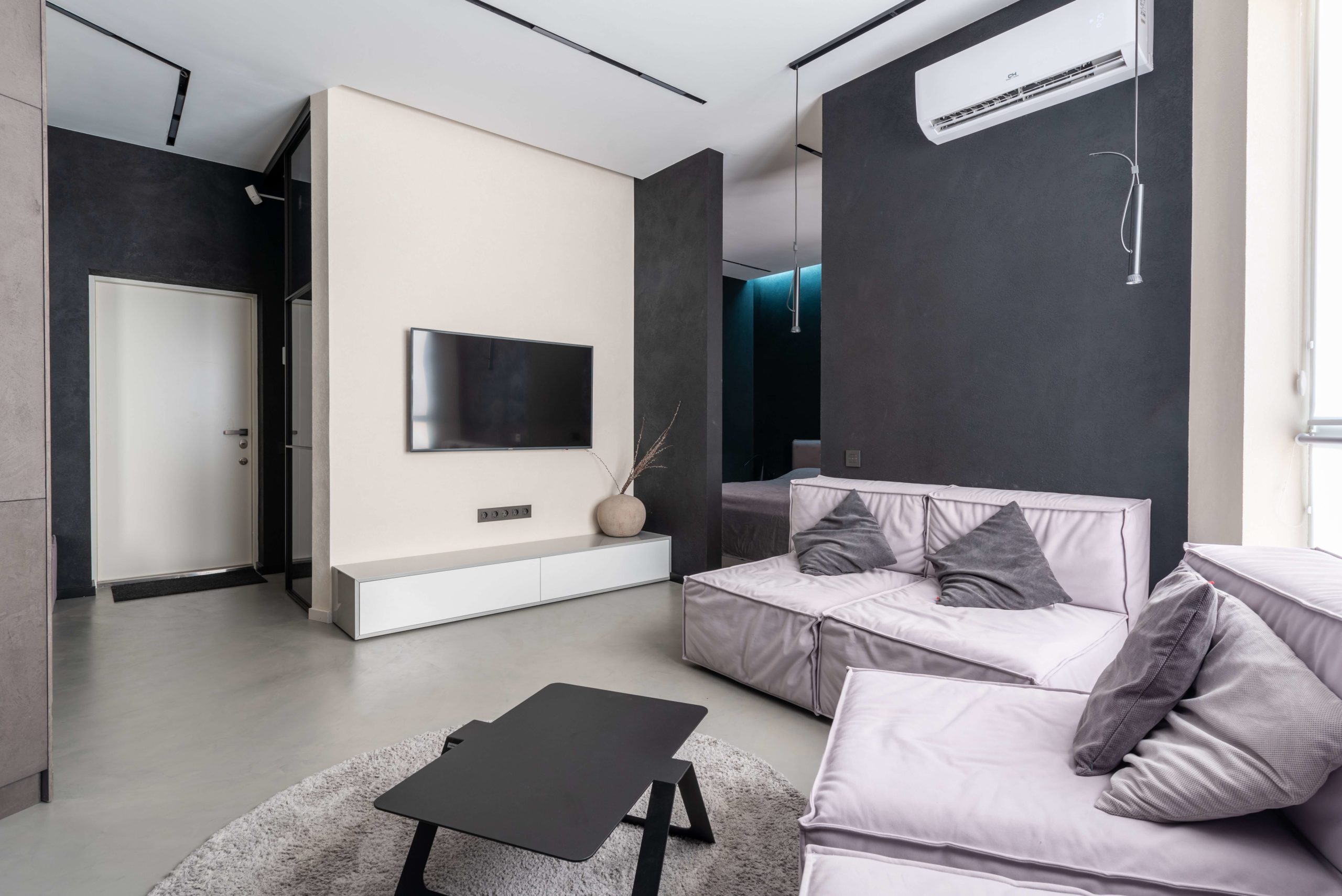 Ductless mini-split installed in a living room